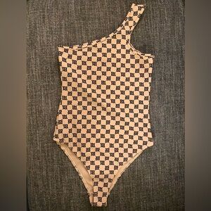 MISBHV Monogram One-Shoulder Bodysuit/ Swimsuit XS